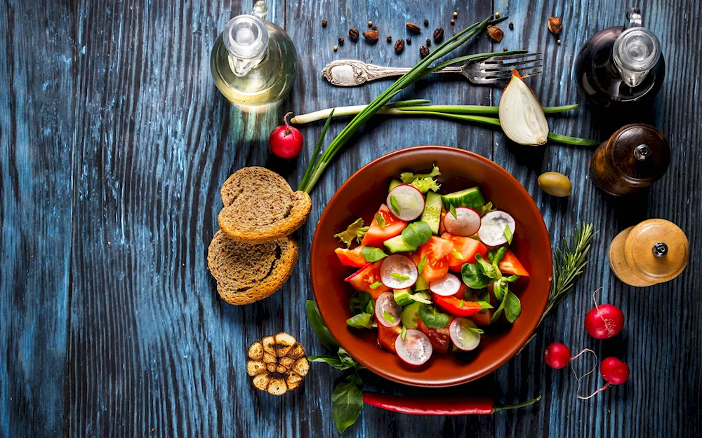 Eating on a wooden background