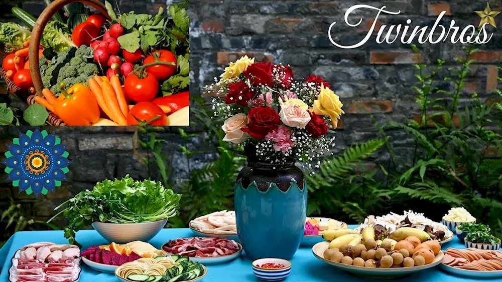 Food table with food