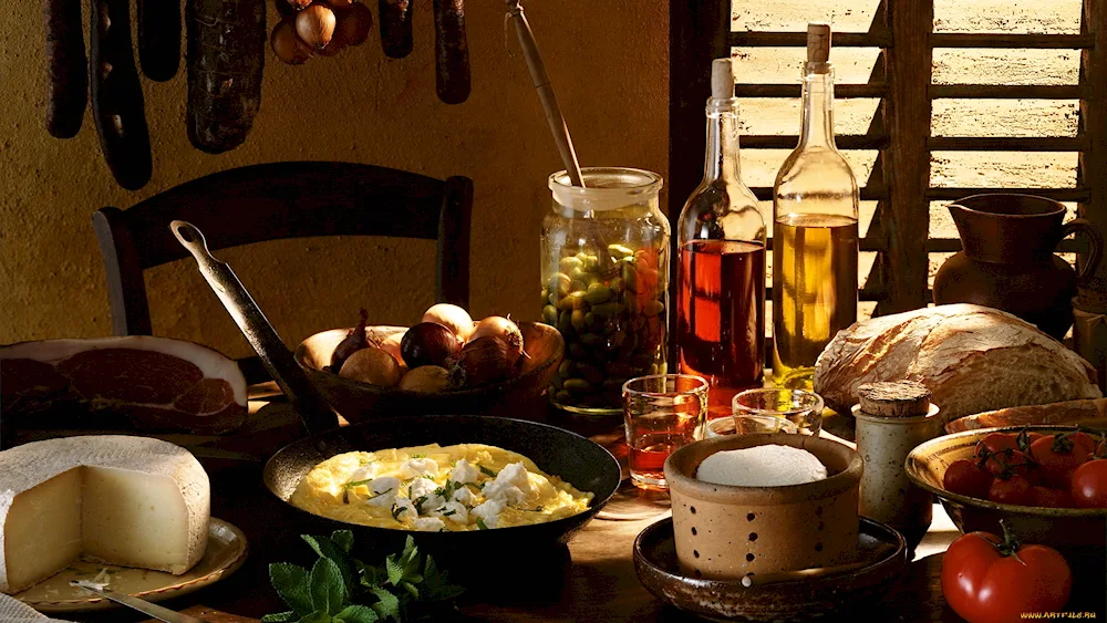 Rustic table with food