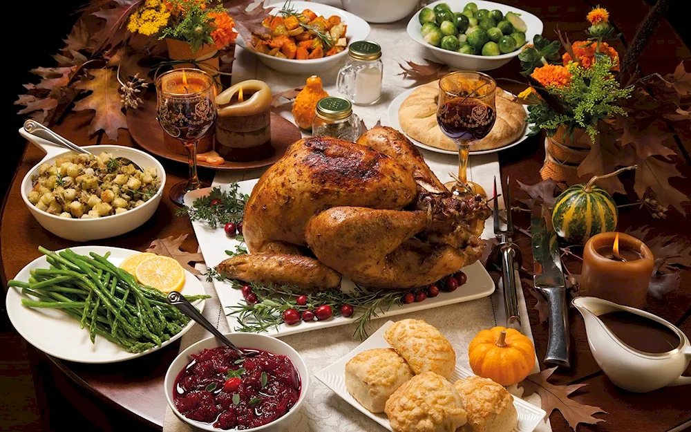 Christmas table with food