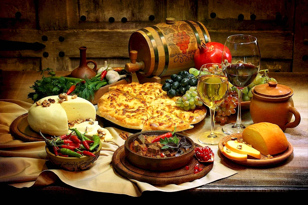 Huge table with food