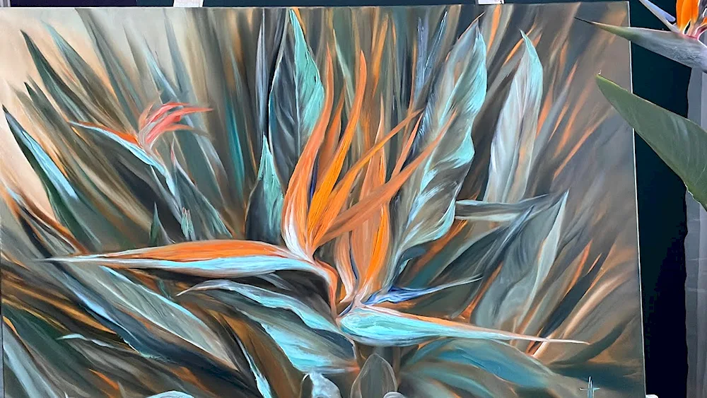 Strelitzia flower drawing black and white