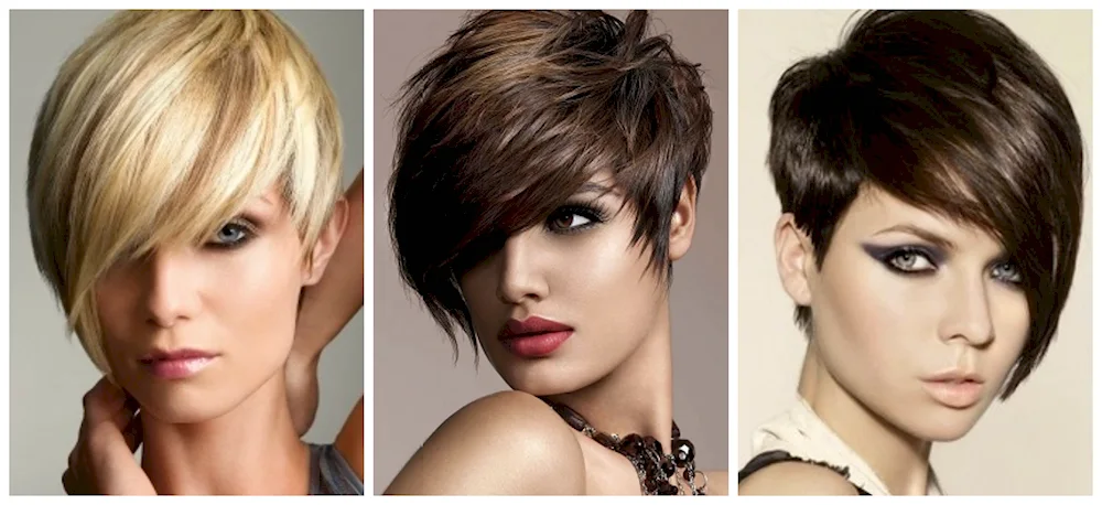 Asymmetry haircut for short hair.