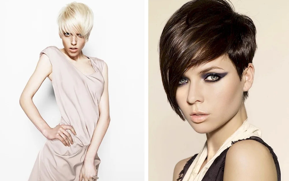 Bob asymmetry haircut with oblique bangs