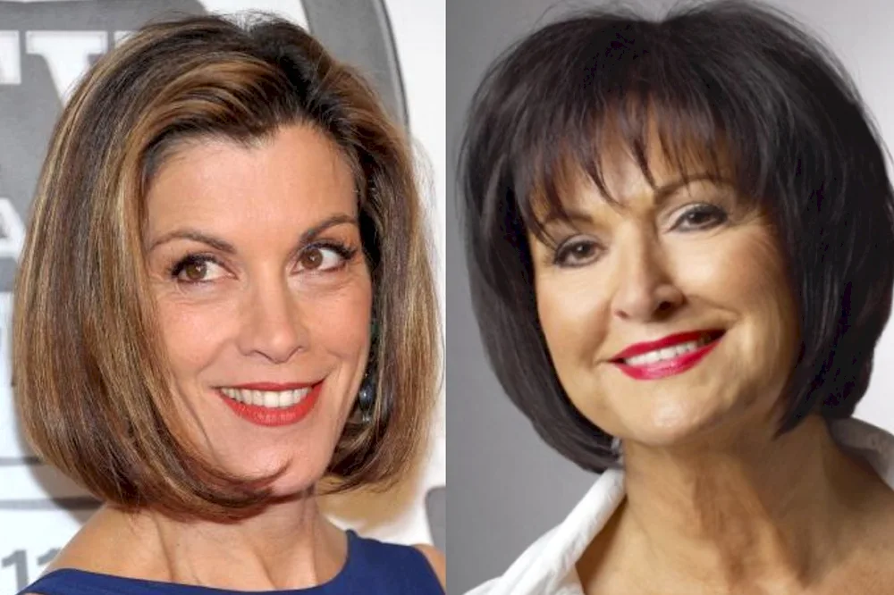 Haircuts for half-length hair with fringes for women over 30