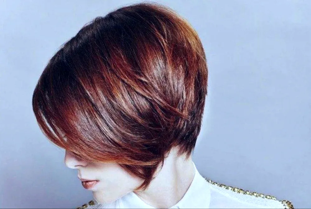 Graduated bob haircut Cascade bob with short top