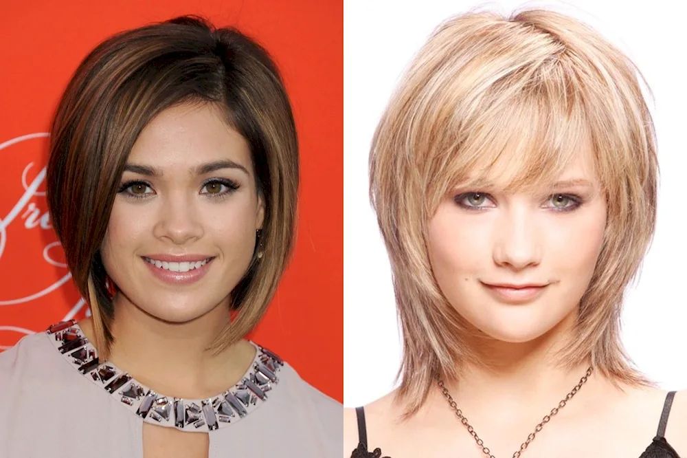 Bob Cascade haircut for medium hair with fringes for round face