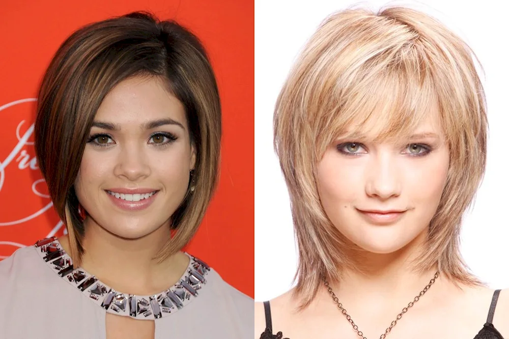Bob Cascade haircut for medium hair with fringes for round face