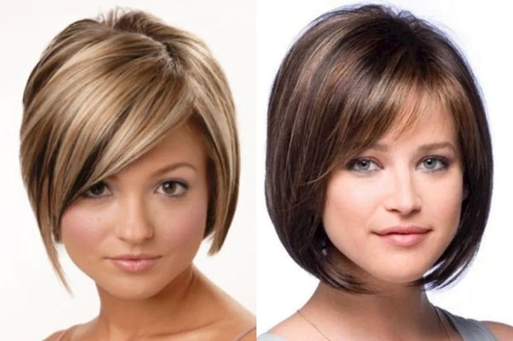 Bob Cascade haircut for medium hair with fringes for round face