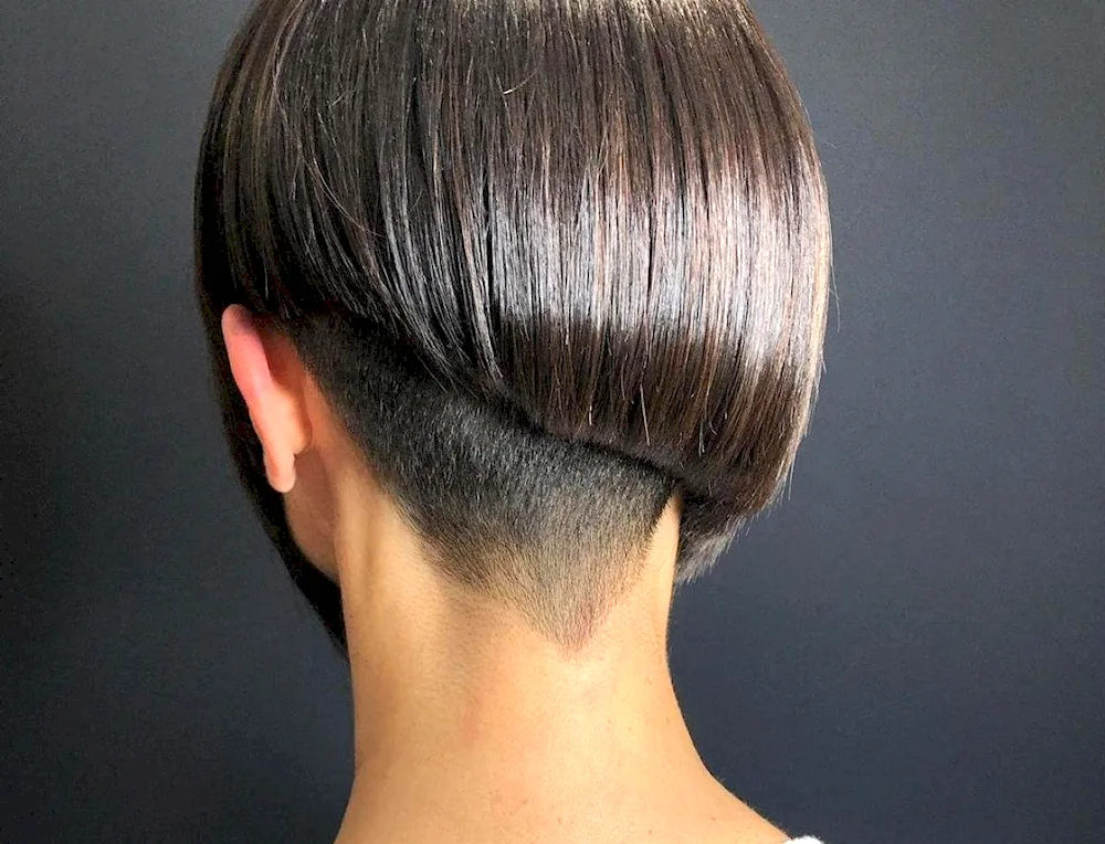 Bob haircut at the nape of the neck