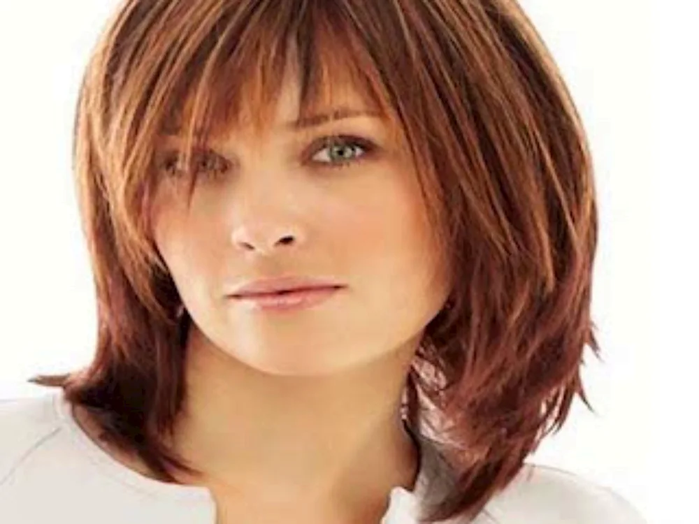 Long Cascade haircut Cascade haircut for medium hair with bangs front view hair with fringes front and back view