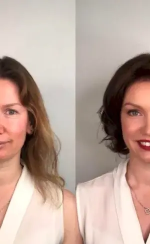 Haircut before and after women's haircut