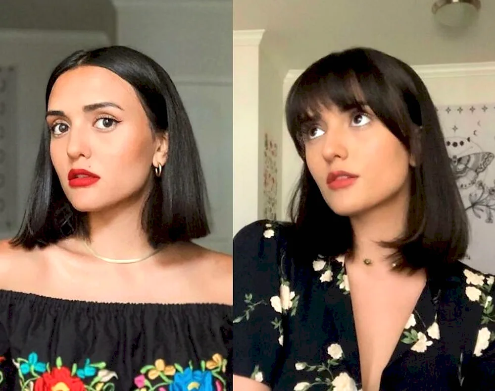 A haircut before and after women's transformation