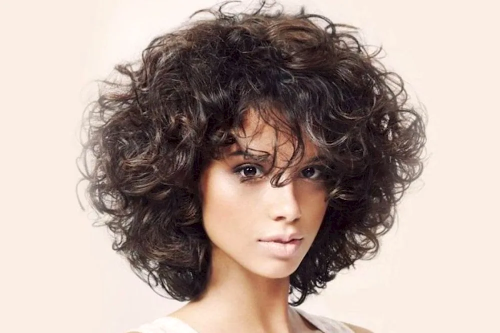 Curly short black hair