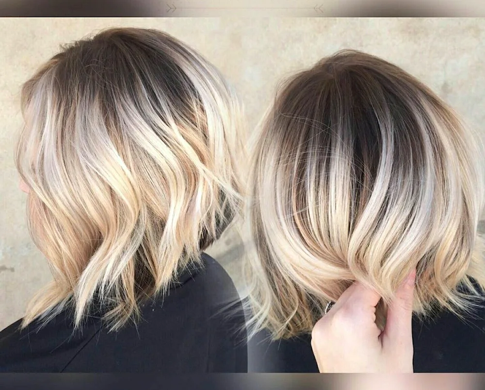 Blonde balayage bob haircut