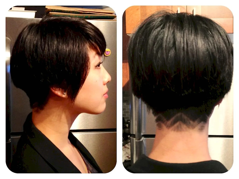 Bob haircut at the back of the head