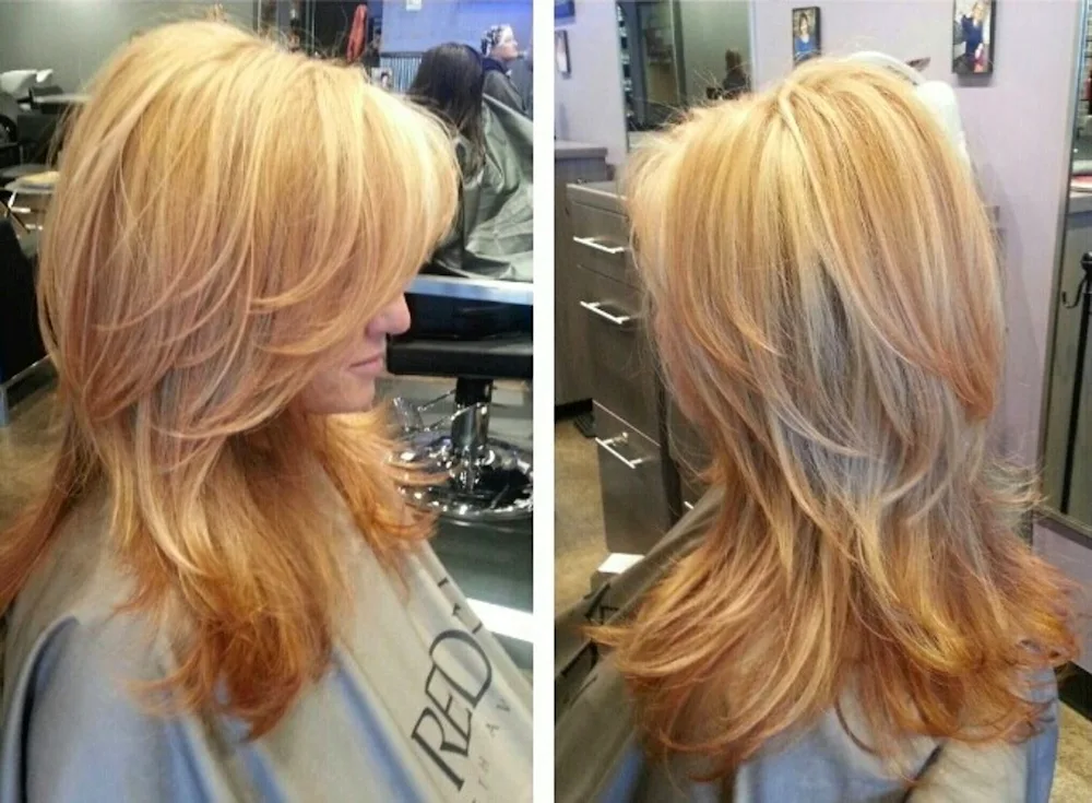 Long Cascade haircut Aurora back view
