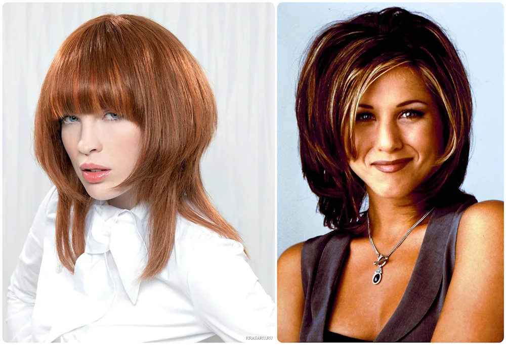 Rhapsody Cascade haircut on medium hair with bangs