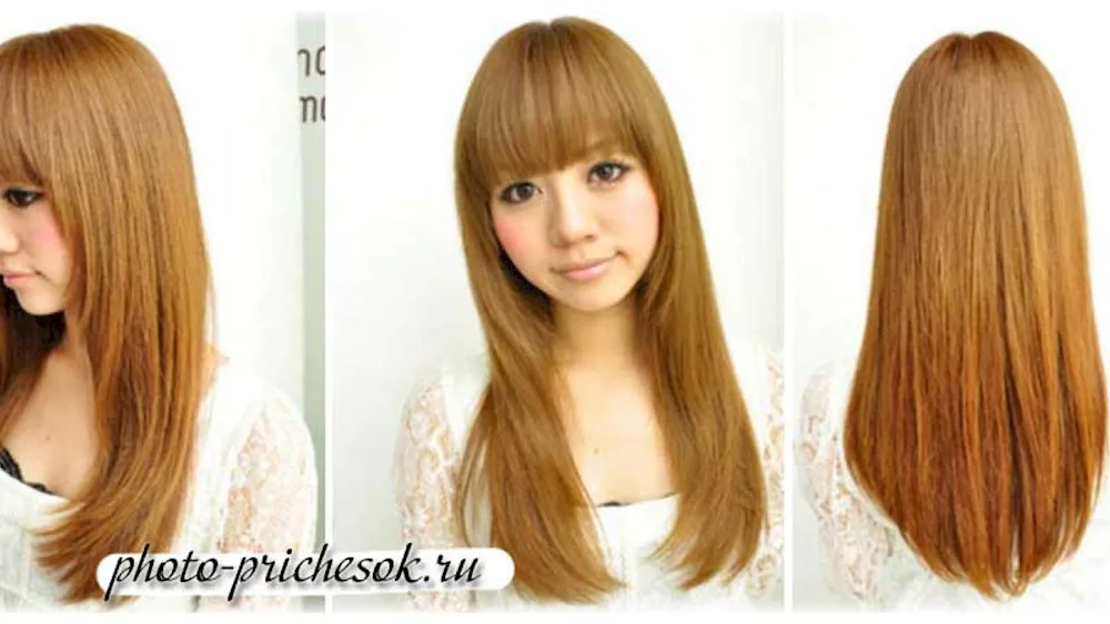 Ladder haircut for long hair with fringes