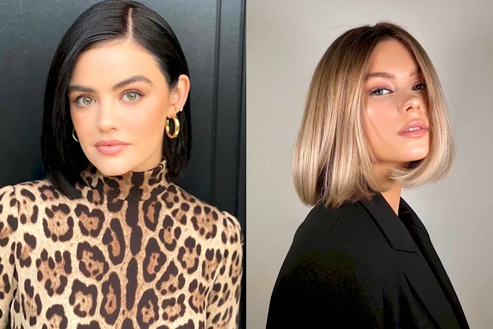 Long bob with asymmetry without bangs