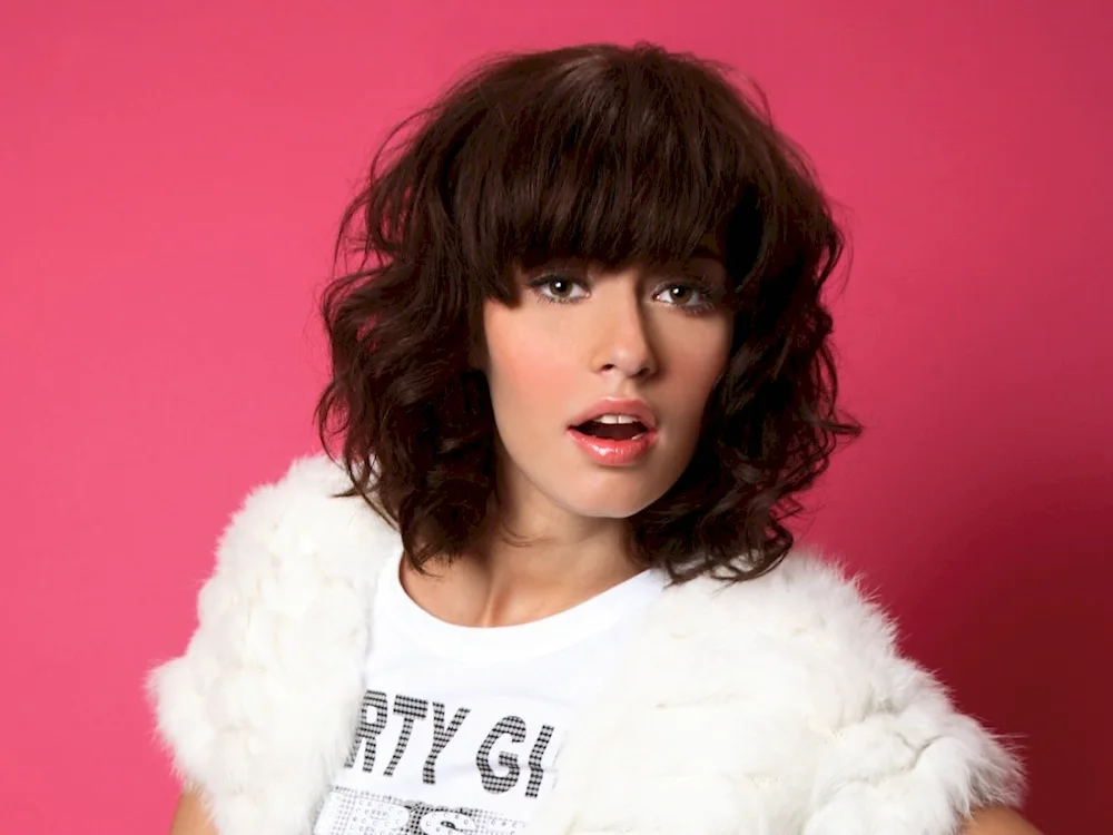 Curly hair with bangs