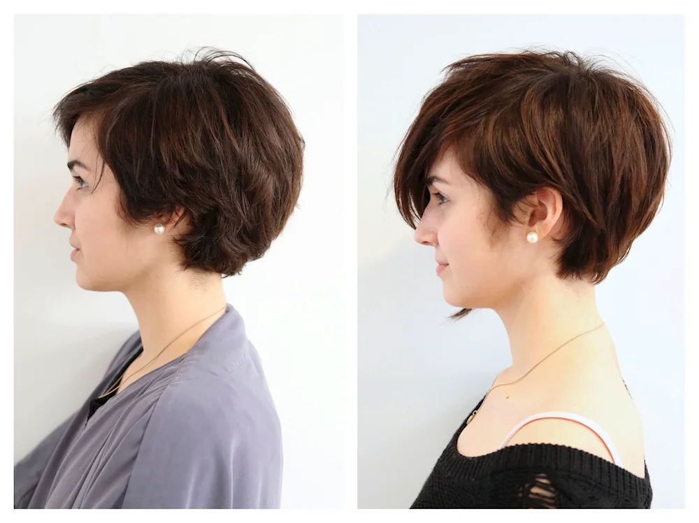 Pixie Bob haircut with closed lips
