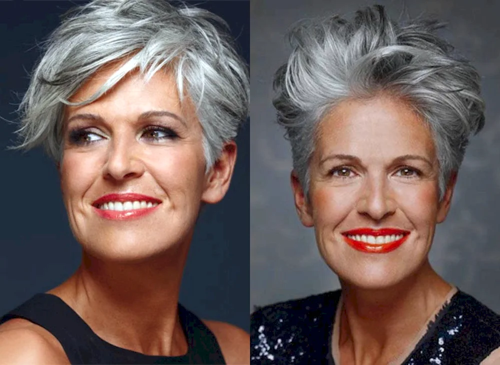 Pixie cut for grey hair for women over 50
