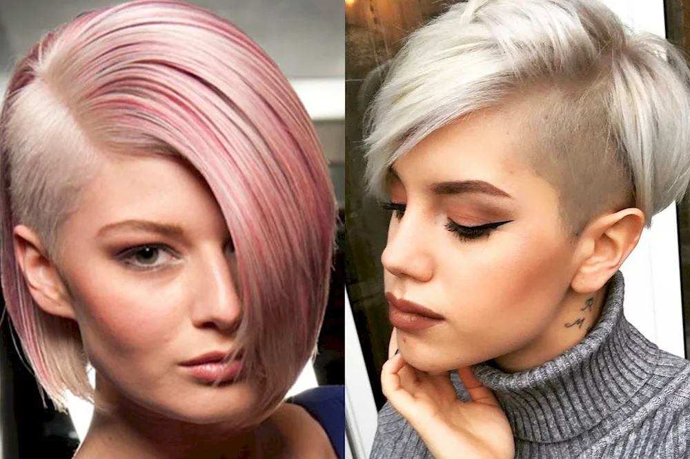 Pixie asymmetry haircut with shaved temples for women
