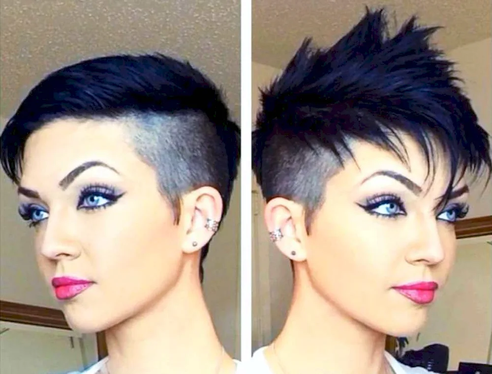 Bob haircut with shaved temples women's