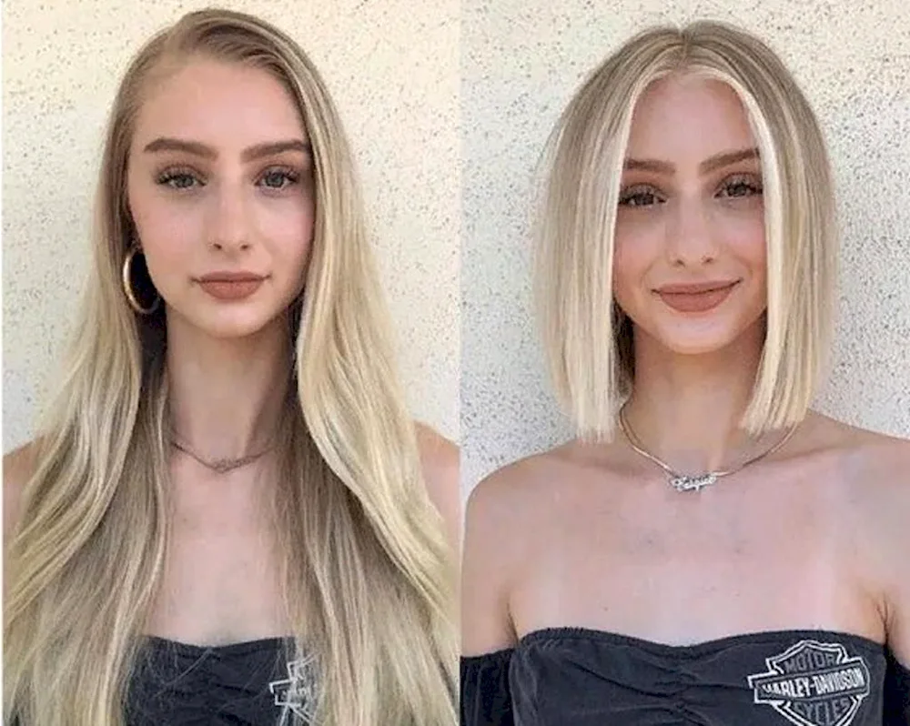 Women's haircuts before and after