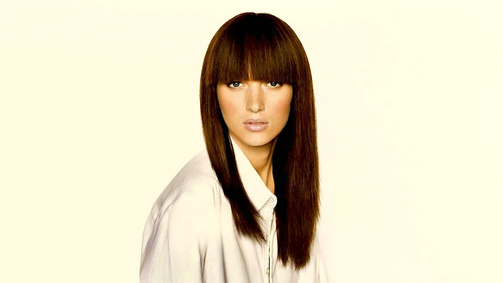 Long hair haircuts with straight bangs