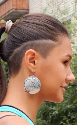 Long hair haircut with shaved temples