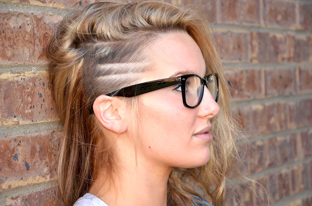 Long hair with shaved temples