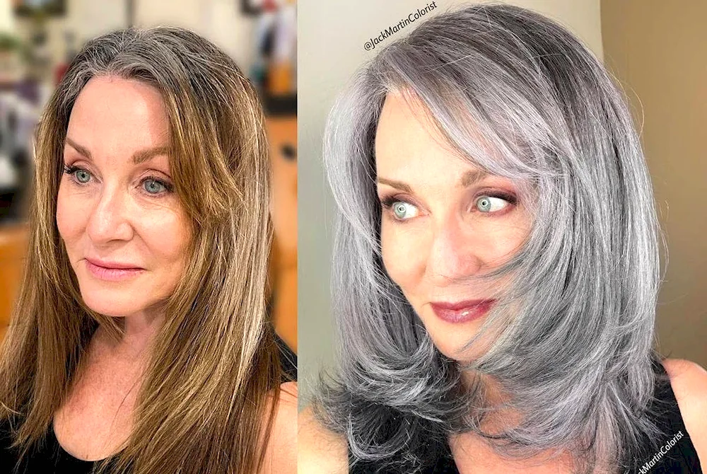 Grey on dark hair