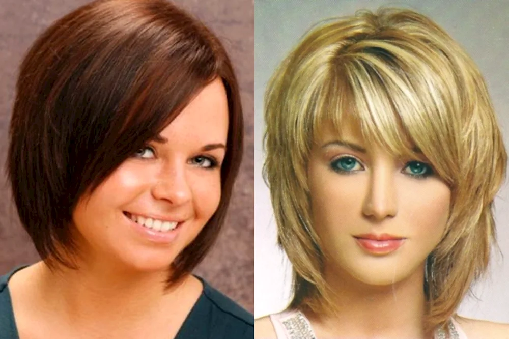 Women's Cascade haircut for medium hair for round face
