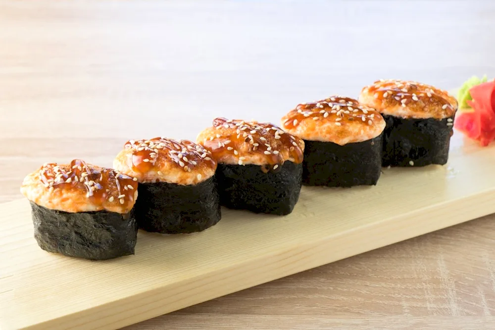 Gunkan Sushi Assorted Baked Unagi RollBaked Alaska RollEbi Cheese Roll Baked