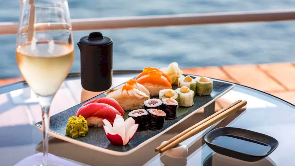 Sushi and wine