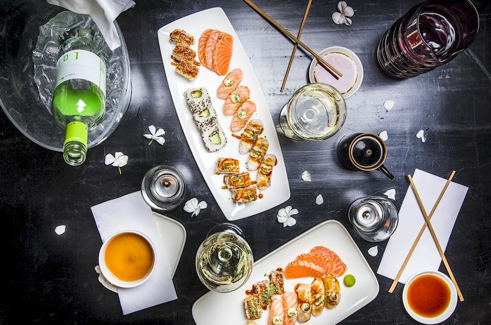 Sushi and wine