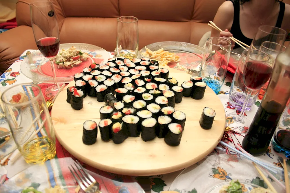 Sushi and wine