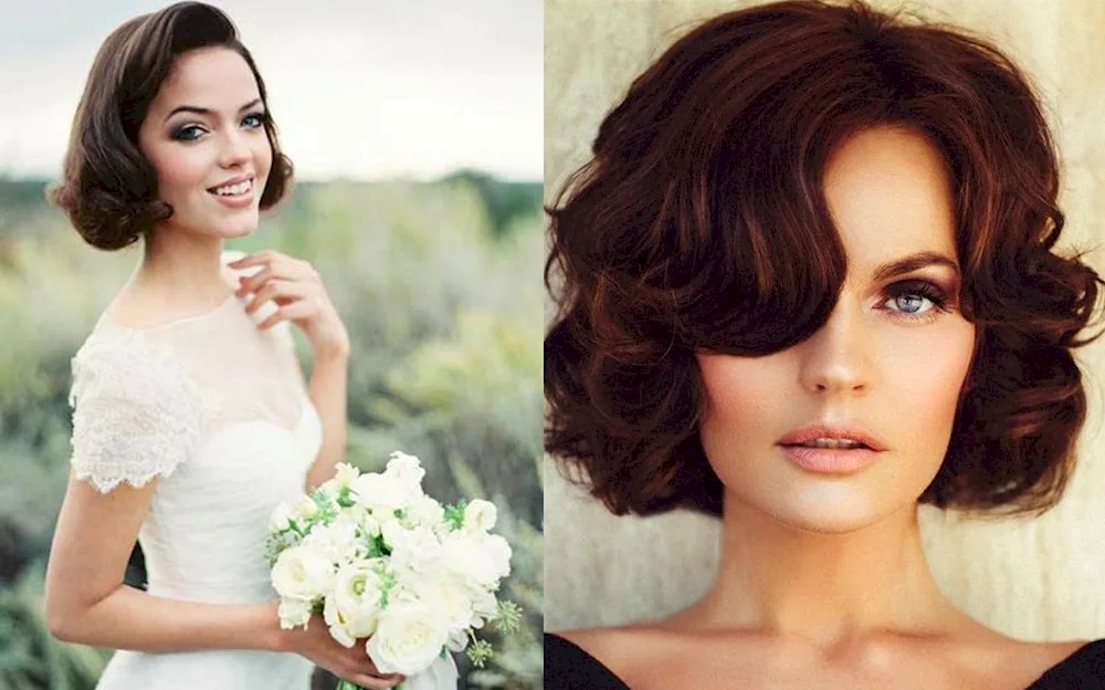 Wedding hairstyle on a bob