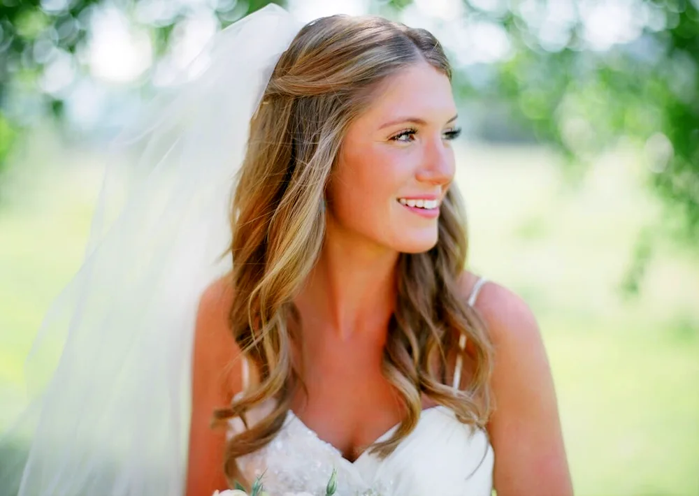 Wedding hairstyle with a slash