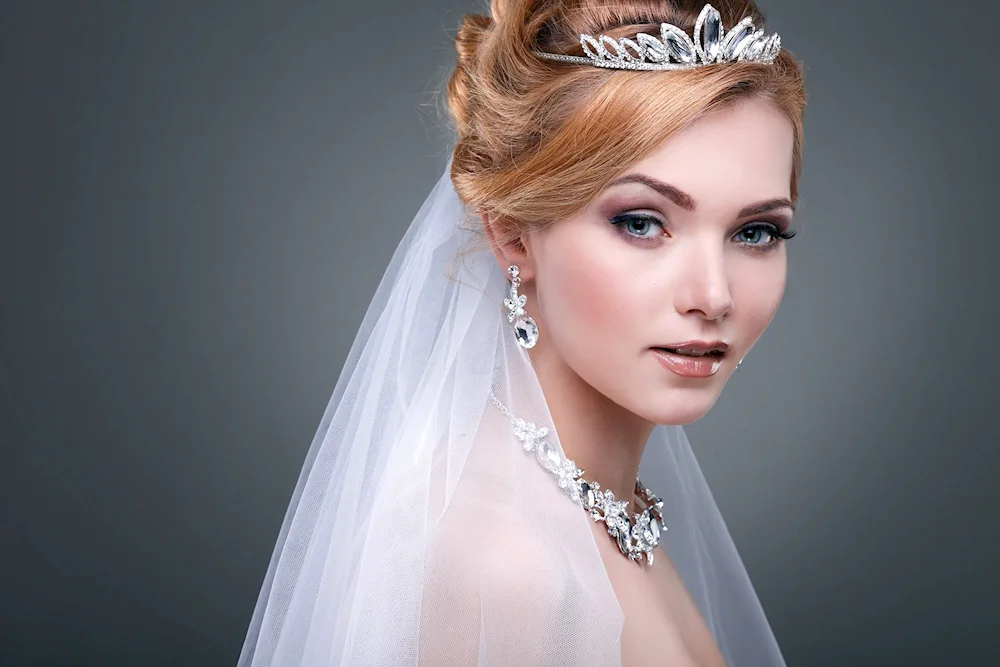 Wedding hairstyles with tiara and veil