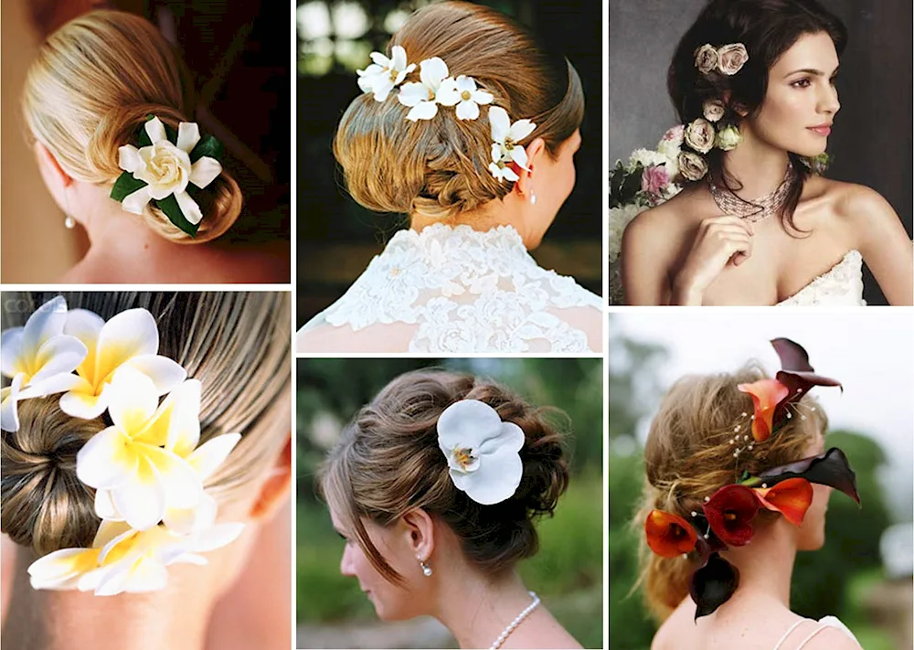 Hair with fresh flowers