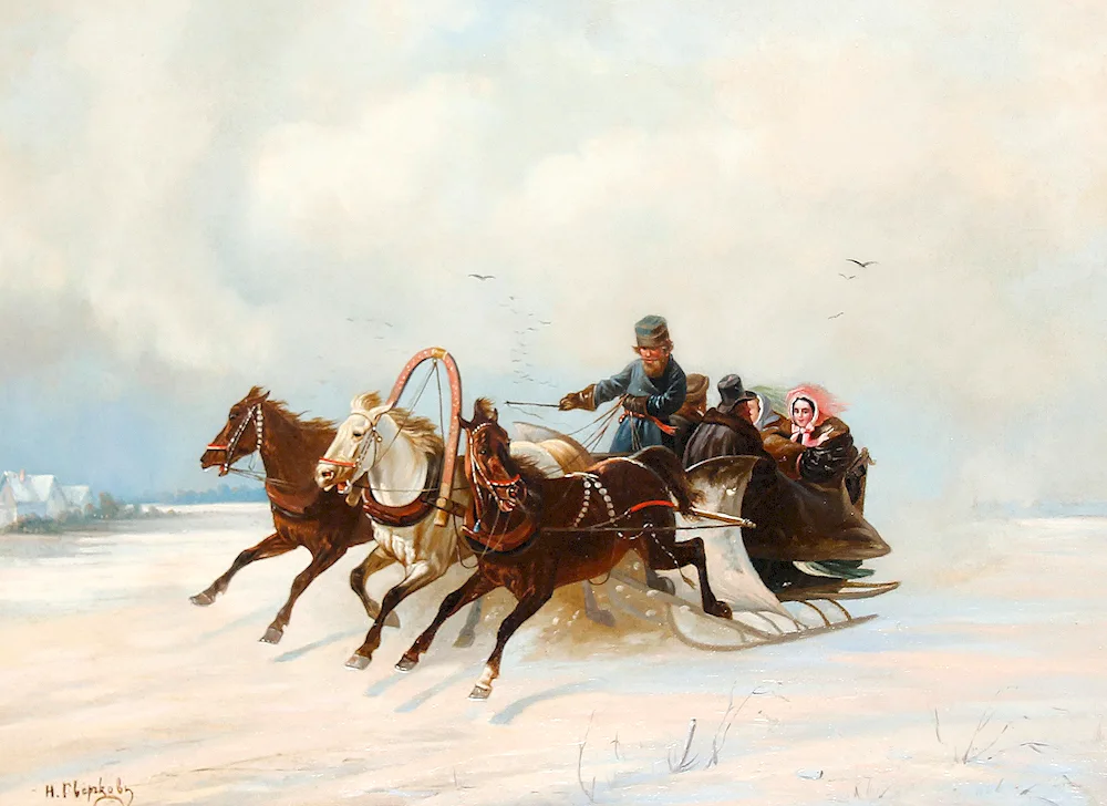 Sverchkov Nikolai Yegorovich 1817-1898 troika of horses