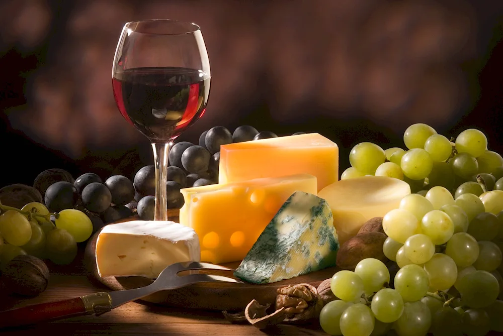 Still life with wine and fruit