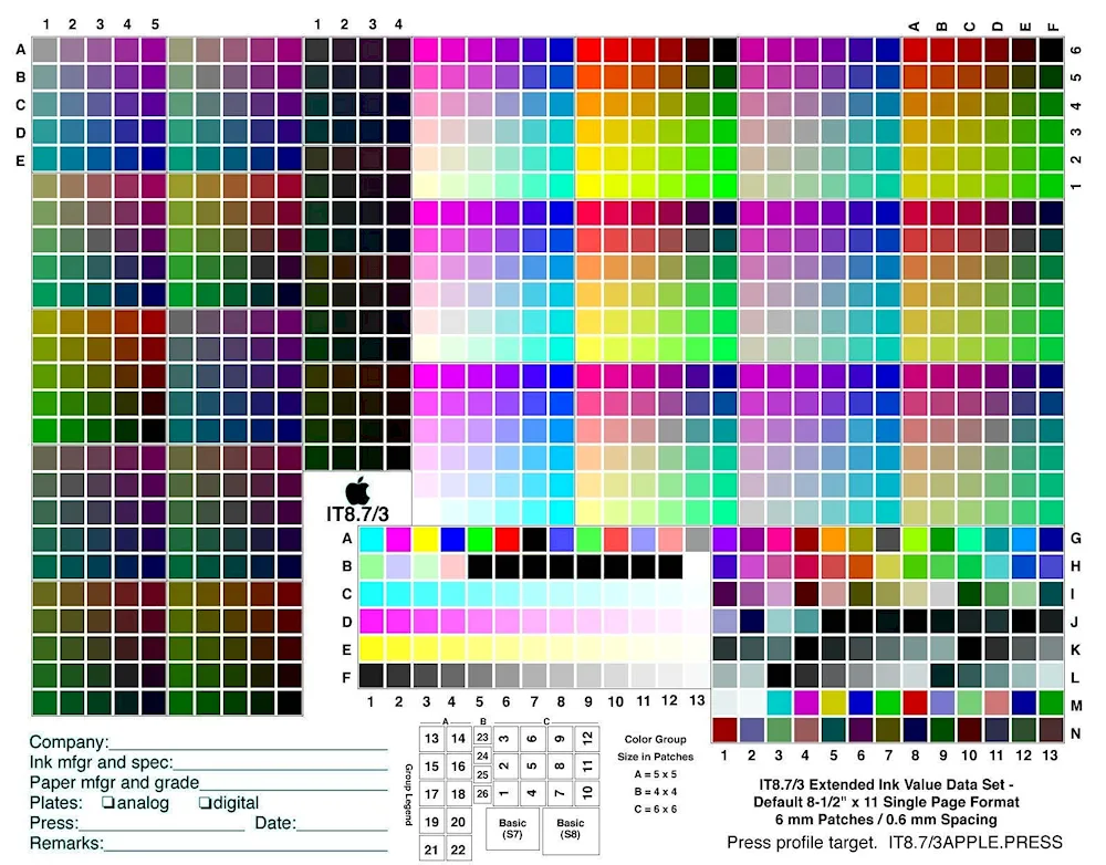 Colours colours for printer