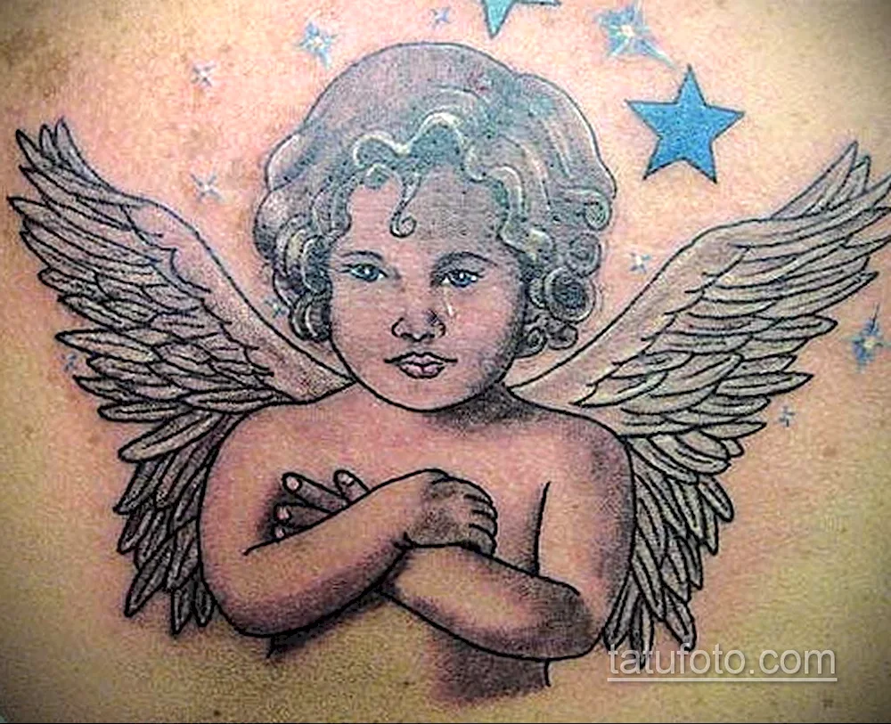 Angel tattoo on chest