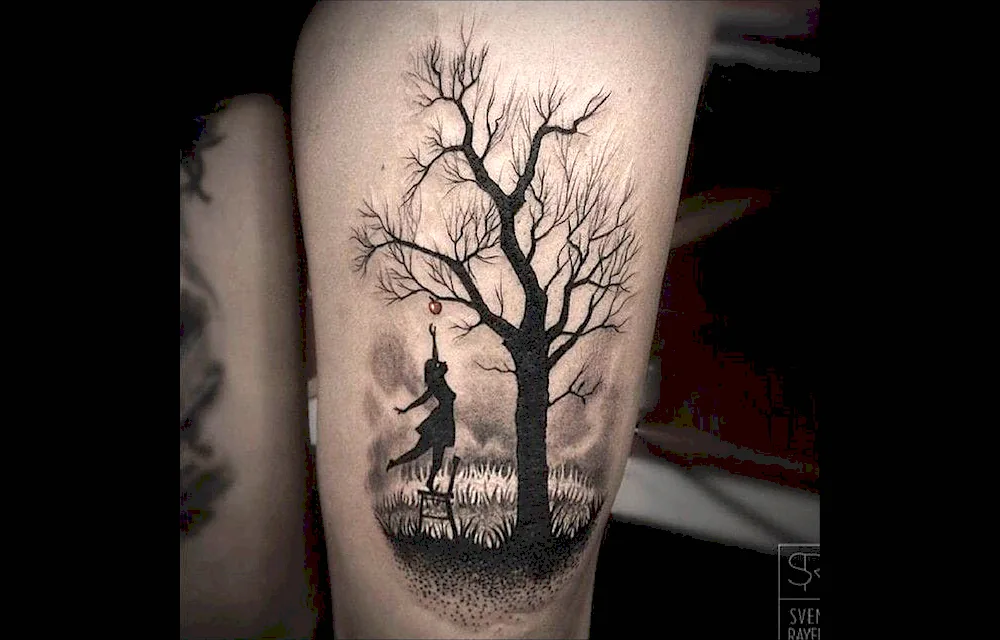 Blackwork forearm forest