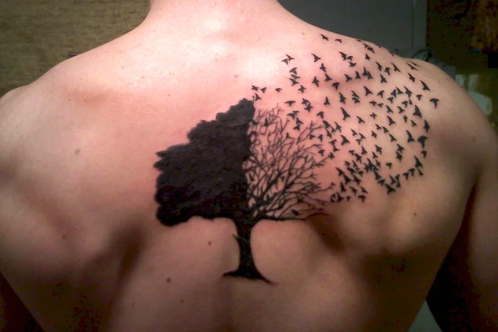 Tree tattoo on back