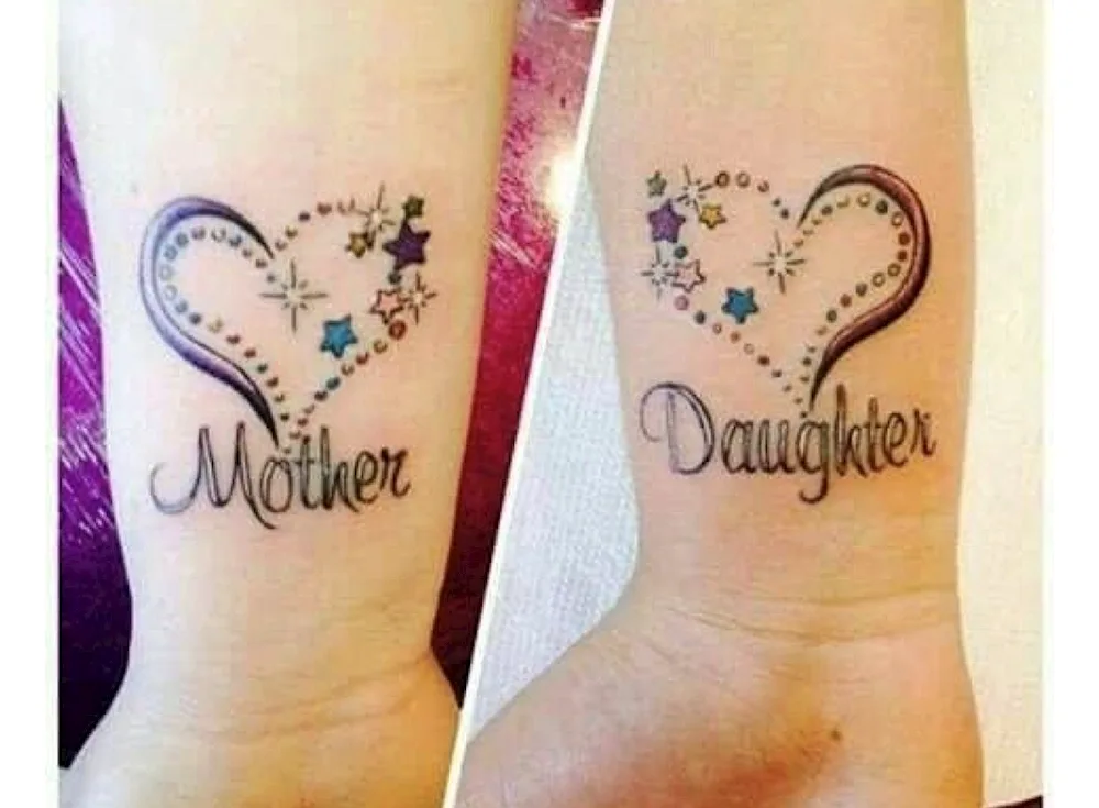 Pair tattoos on leg